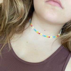 Handmade Daisy Chain Necklace/Choker with 18k Gold Plated Elements